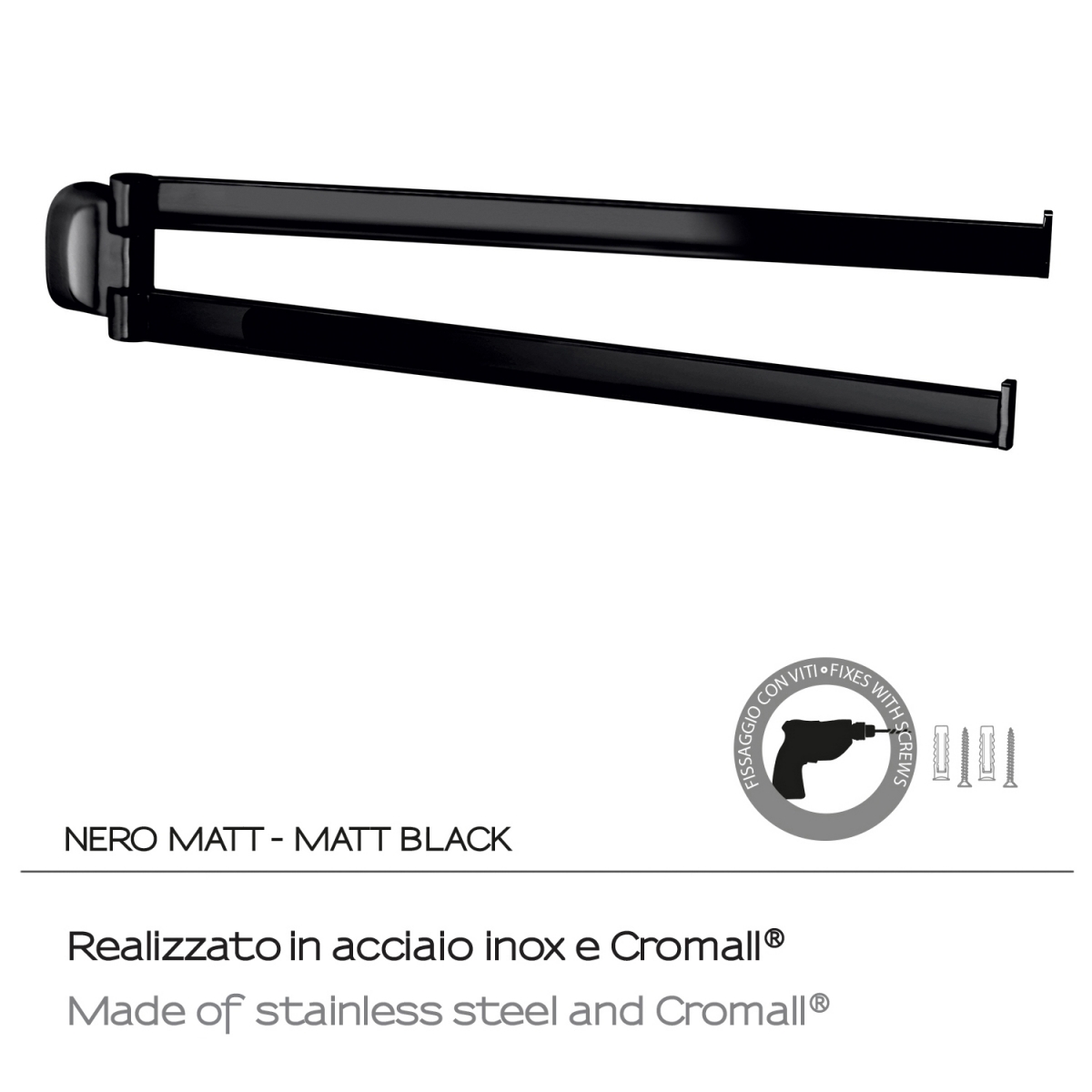 Photo of Stelvio Matte Black Double Towel Rack