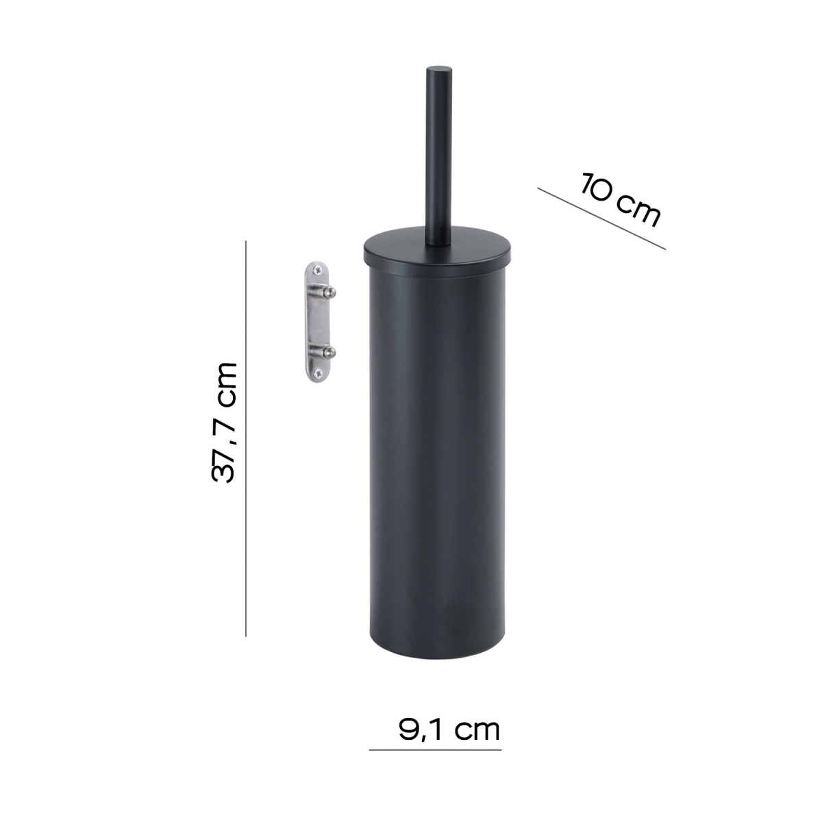 Flip matte black wall toilet brush holder