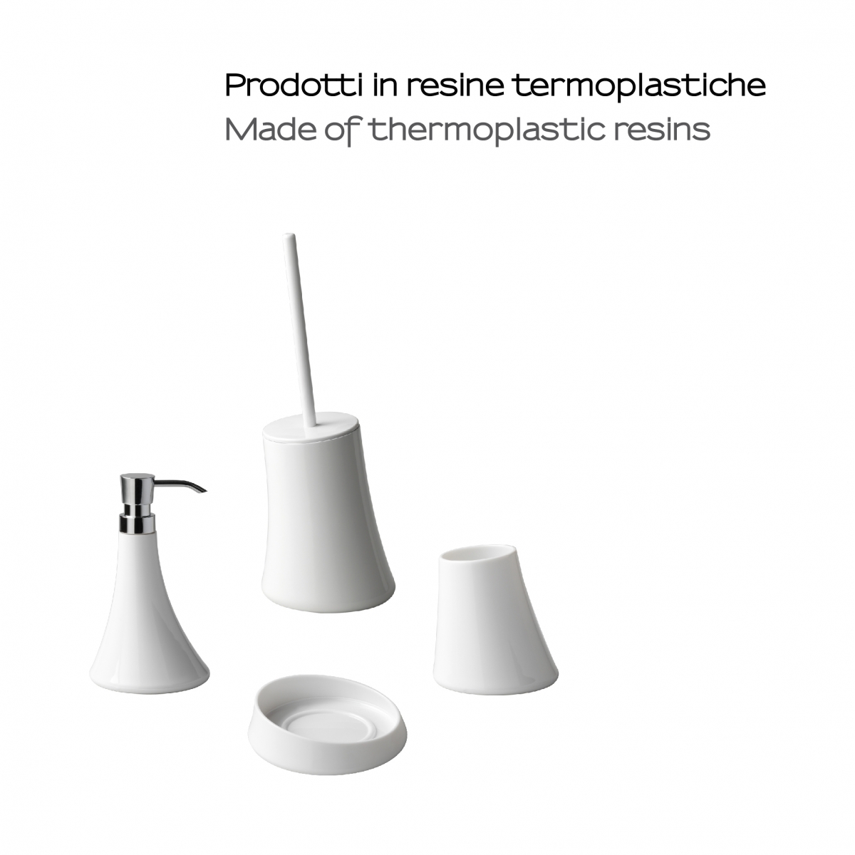 Ambient photos of Flou Set 4 Pz. (Dispenser, Toothbrush holder, Soap dish, Brush holder) White [51962]