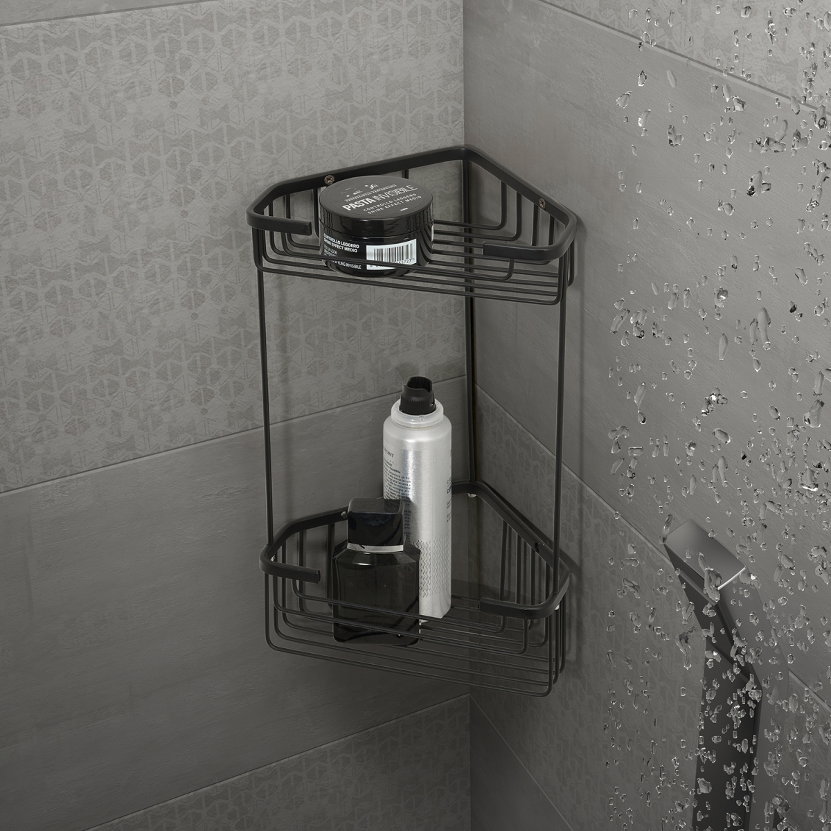 Portaobjetos Doble Angular Negro Mate