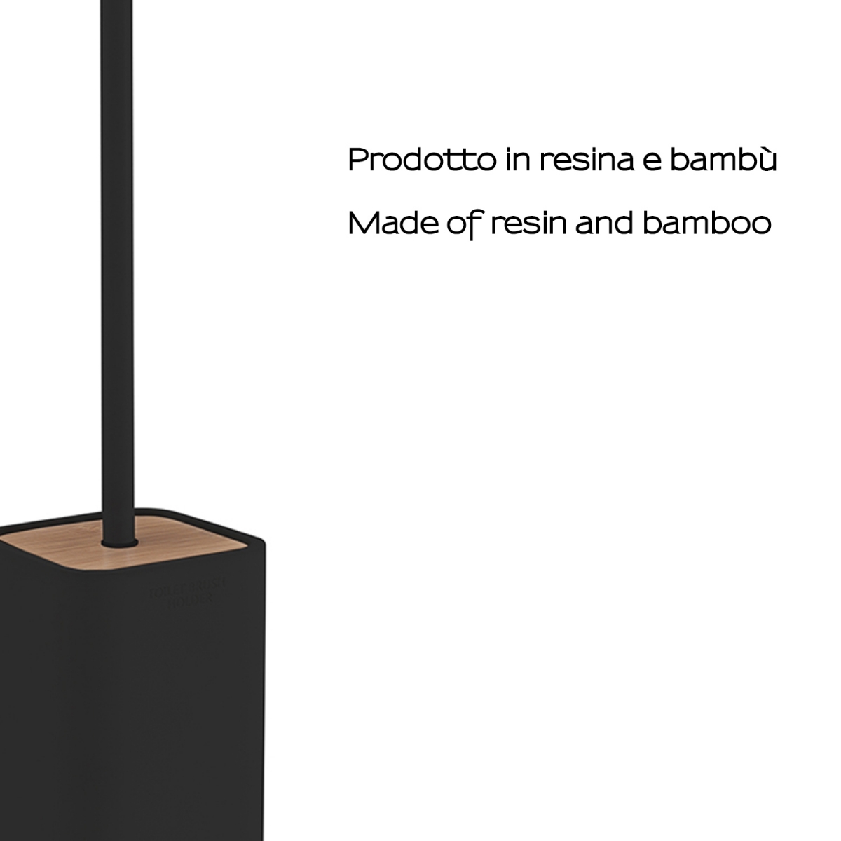 Detail of Ninfea Black-Bamboo Toilet Brush Holder