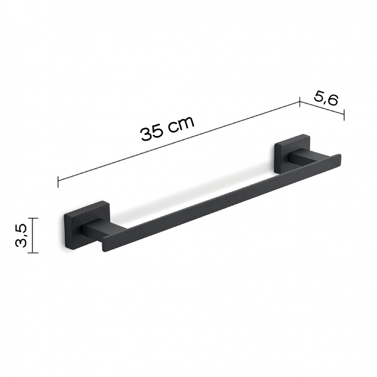 Photo of Atena Set 4 Pz. (Towel rack 35Cm, Towel holder, Hanger, Ring) Matte Black [52141]