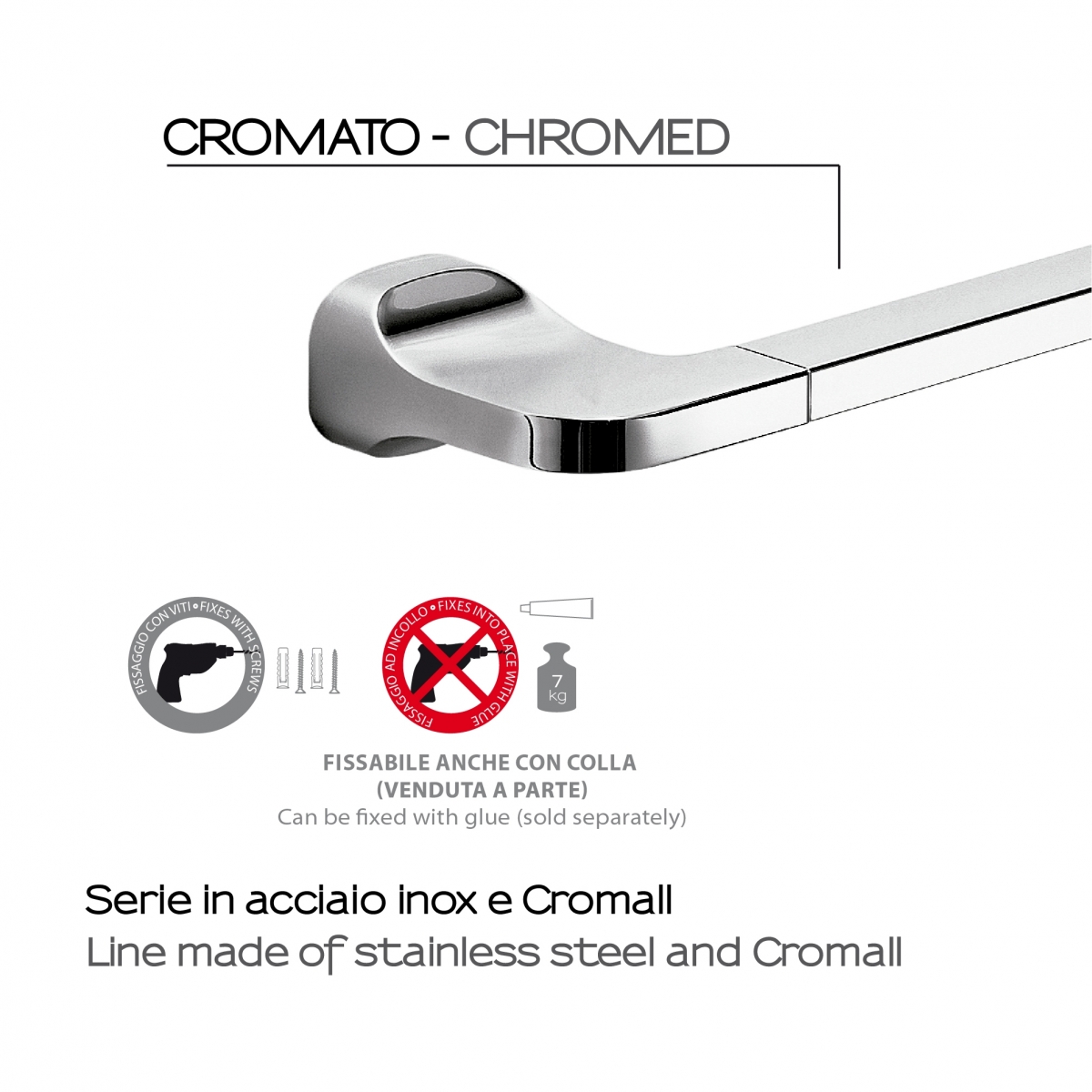 Photos d’ambiance de Stelvio Set 4 Pz. (Porte-serviettes 35Cm,Porte-serviettes,Cintre,Anneau) Chrome [52147]