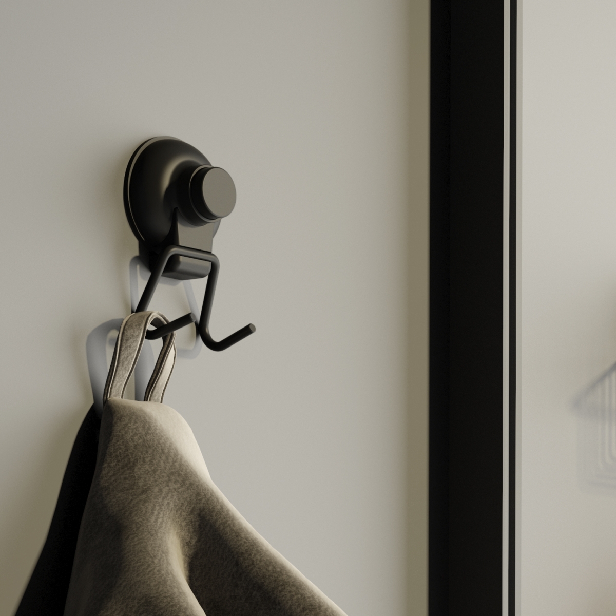 Photo of Double Hanger Hot Suction Cup Matte Black