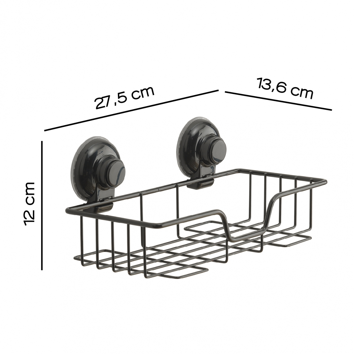 Suporte retangular de objetos Hot Matte Black Suction Cup Gedy