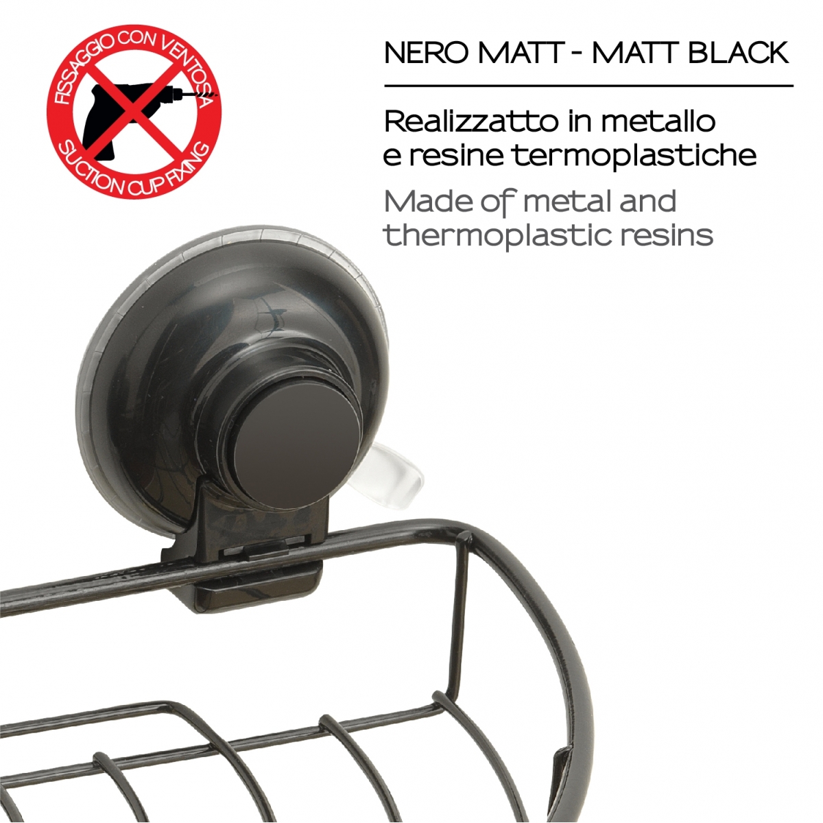 Image du support d’objet angulaire ventouse chaude noir mat