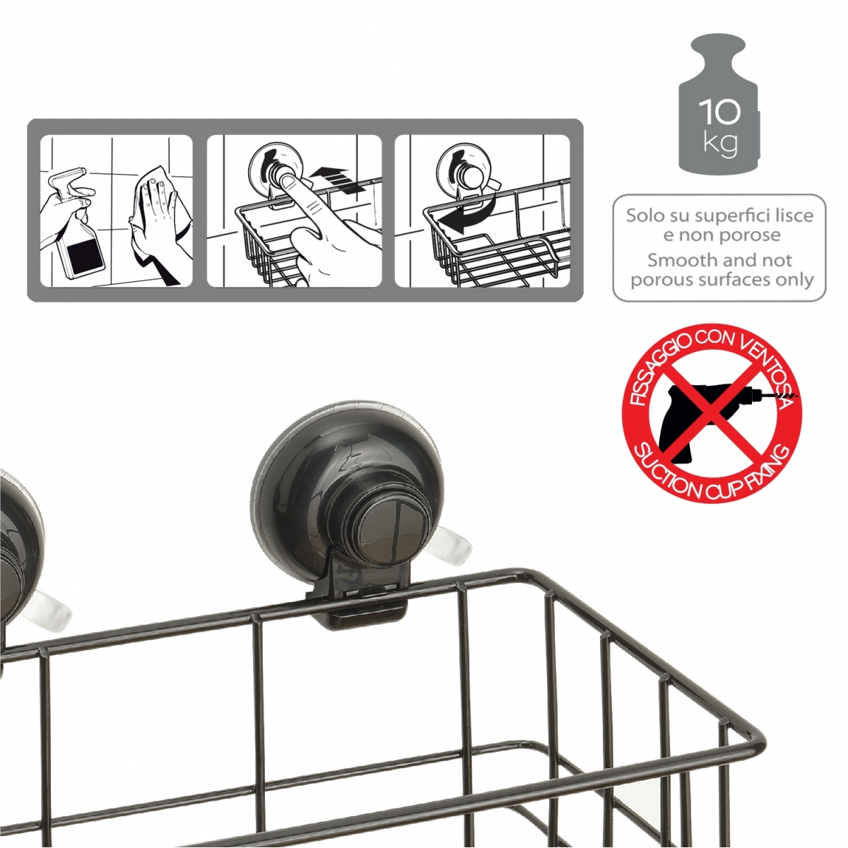 Ambient Photos of Rectangular Object Holder Hot Matte Black Suction Cup [52187]