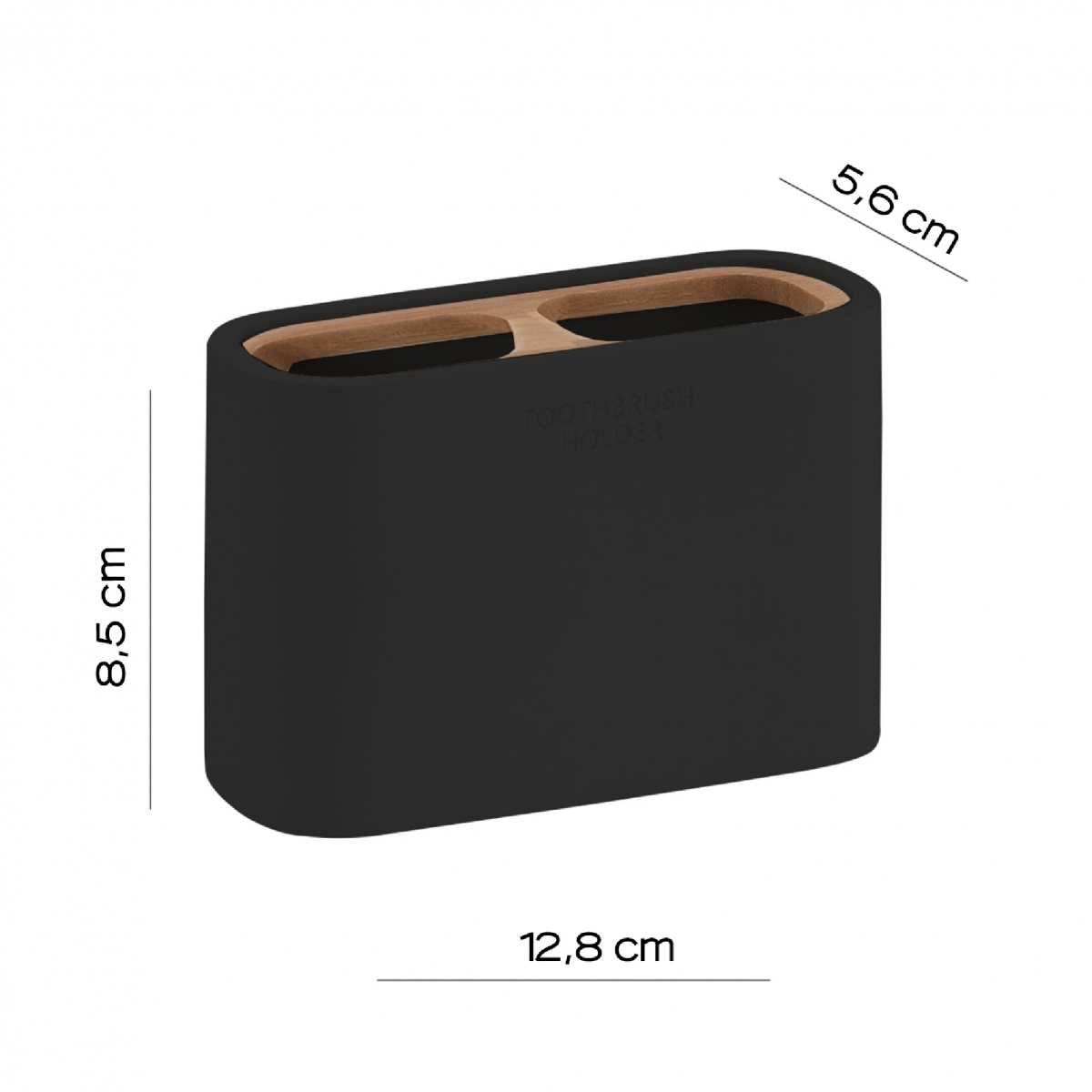 Foto de Ninfea Set 2 Pz. (Distributeur + Porte-brosse à dents + Porte-savon + Porte-brosse + Plateau) Noir mat