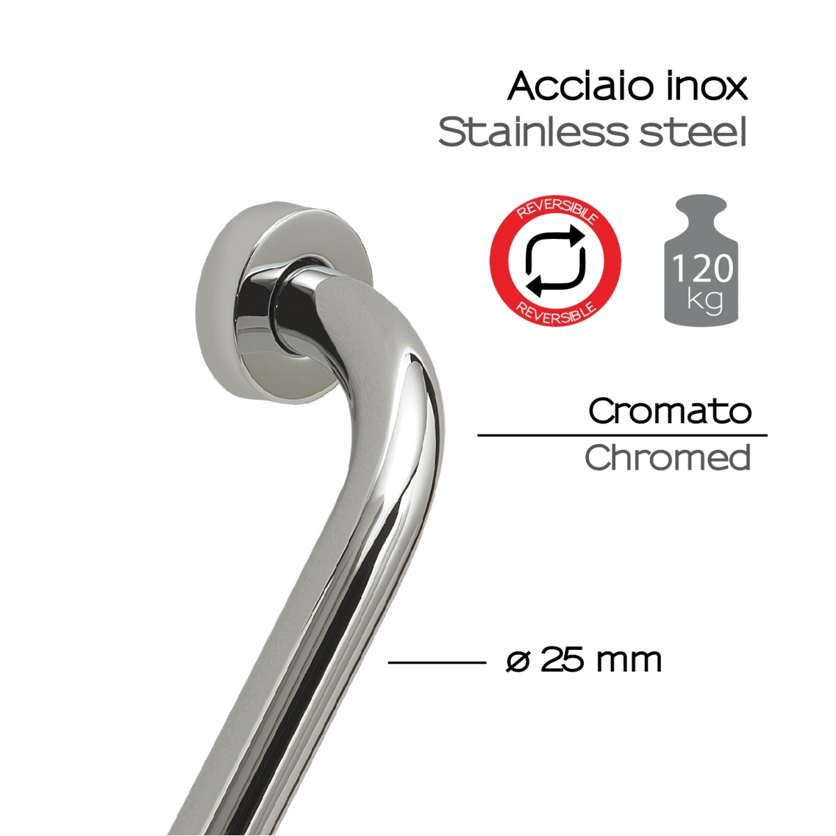 Até 135º Punho cromado