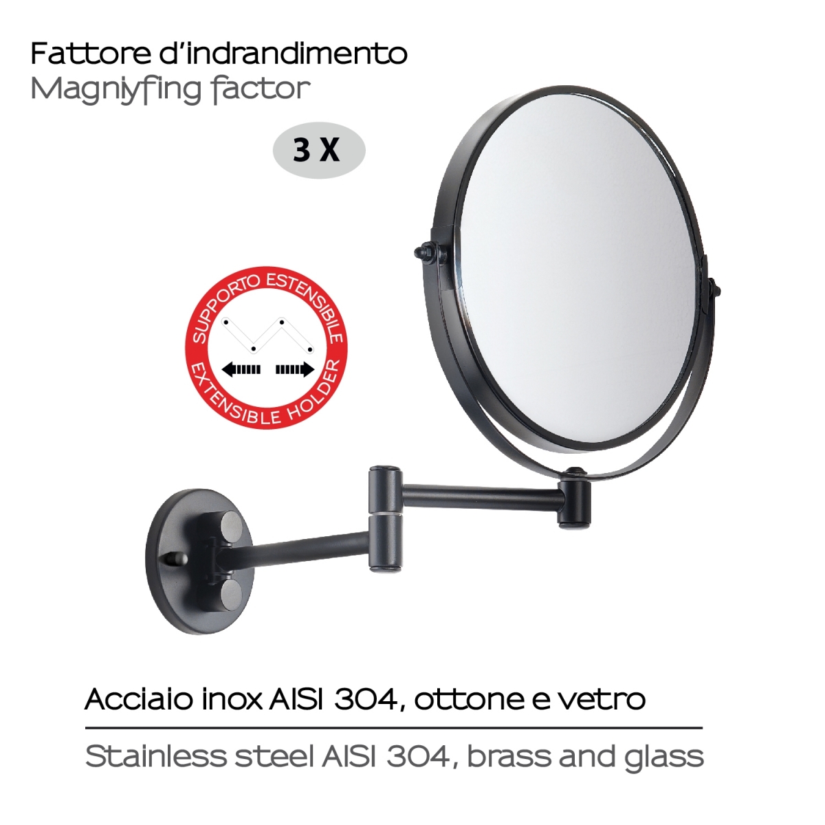 Photo of Michel Matte Black Wall Magnifying Mirror