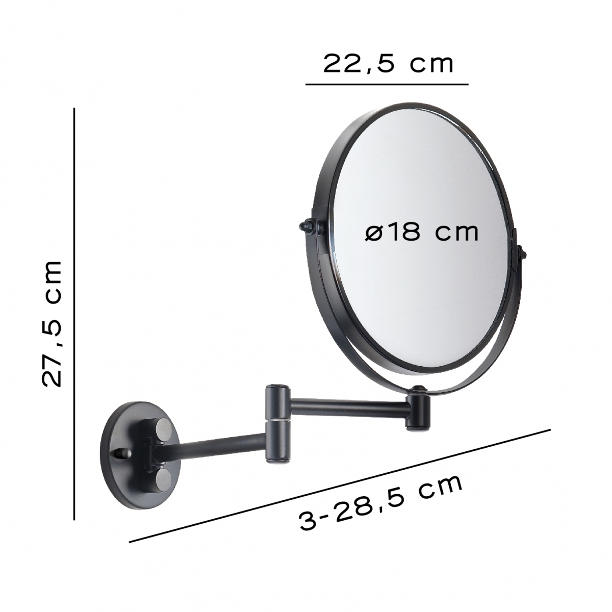 Image of Michel Matte Black Wall Magnifying Mirror