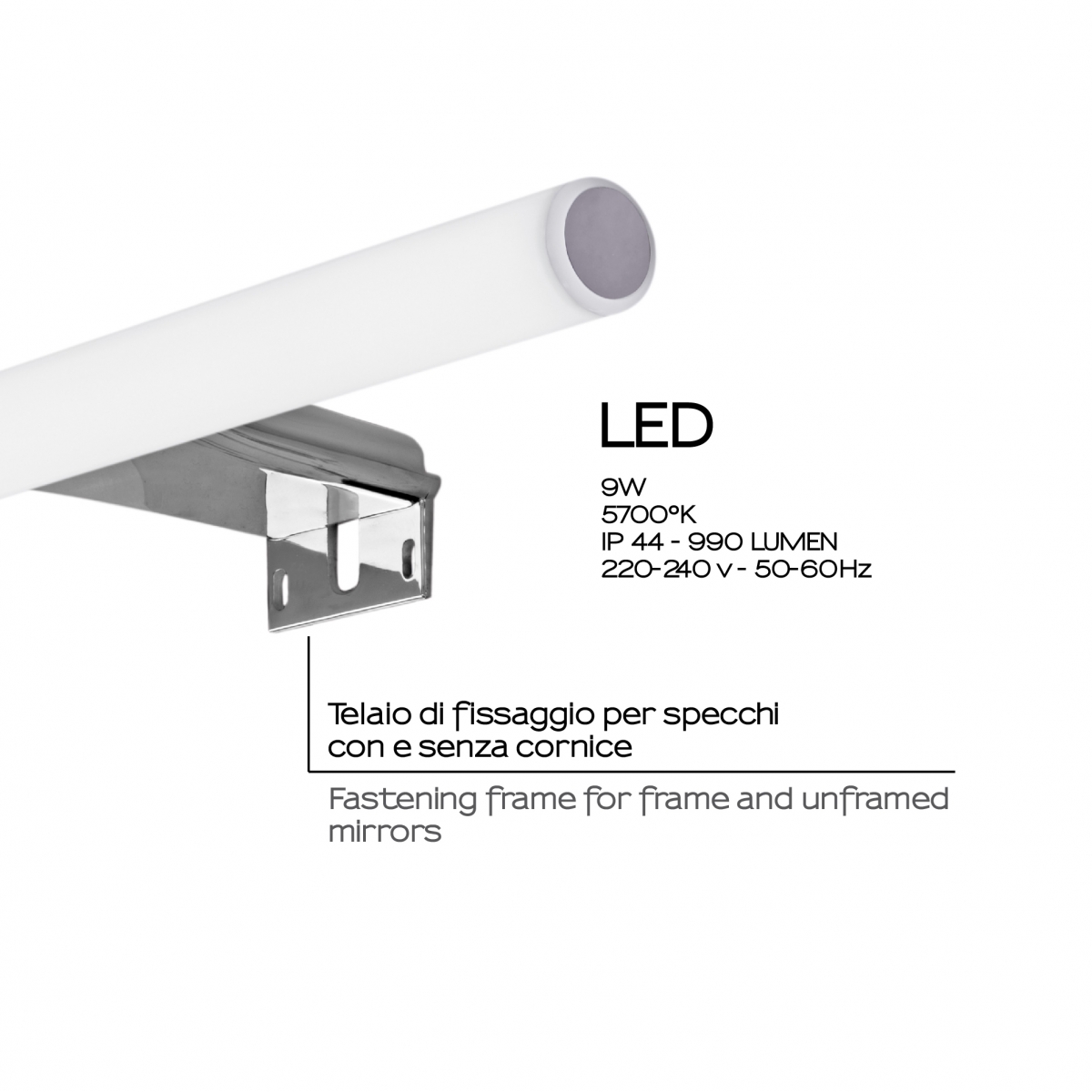 Kos 50 cm Chrome Led Lampe Pour Miroirs