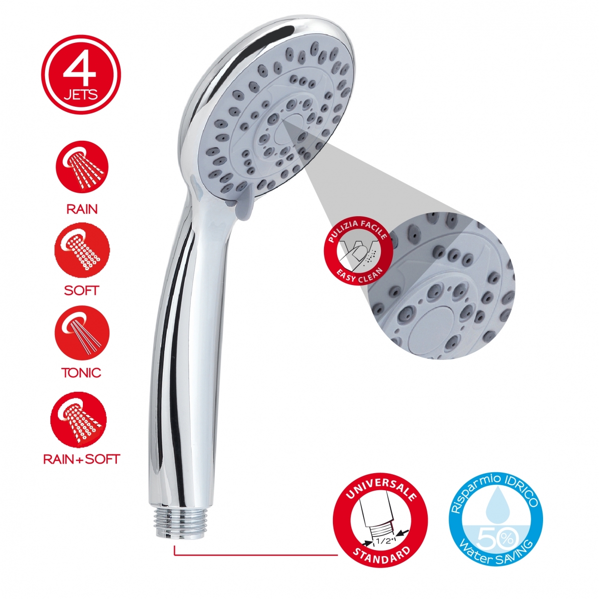 Foto de 4 Jets Easy 06 Chrome Shower Handle