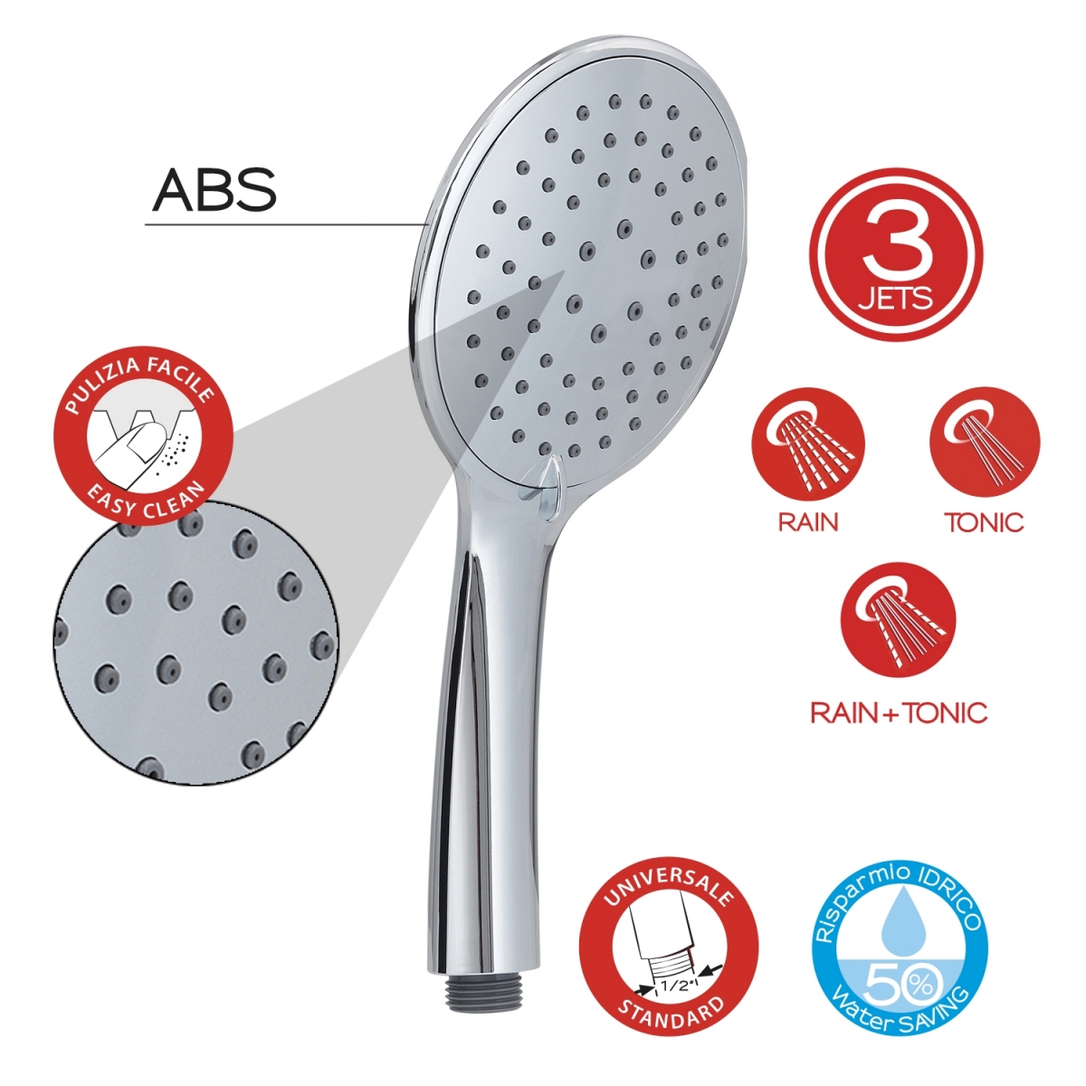 Foto de 3 Jets Tech 02 Chrome Shower Handle