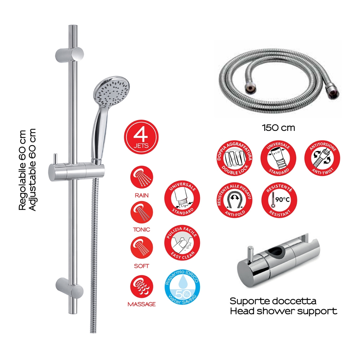 Photo of Easy 06 Chrome Shower Set Gedy