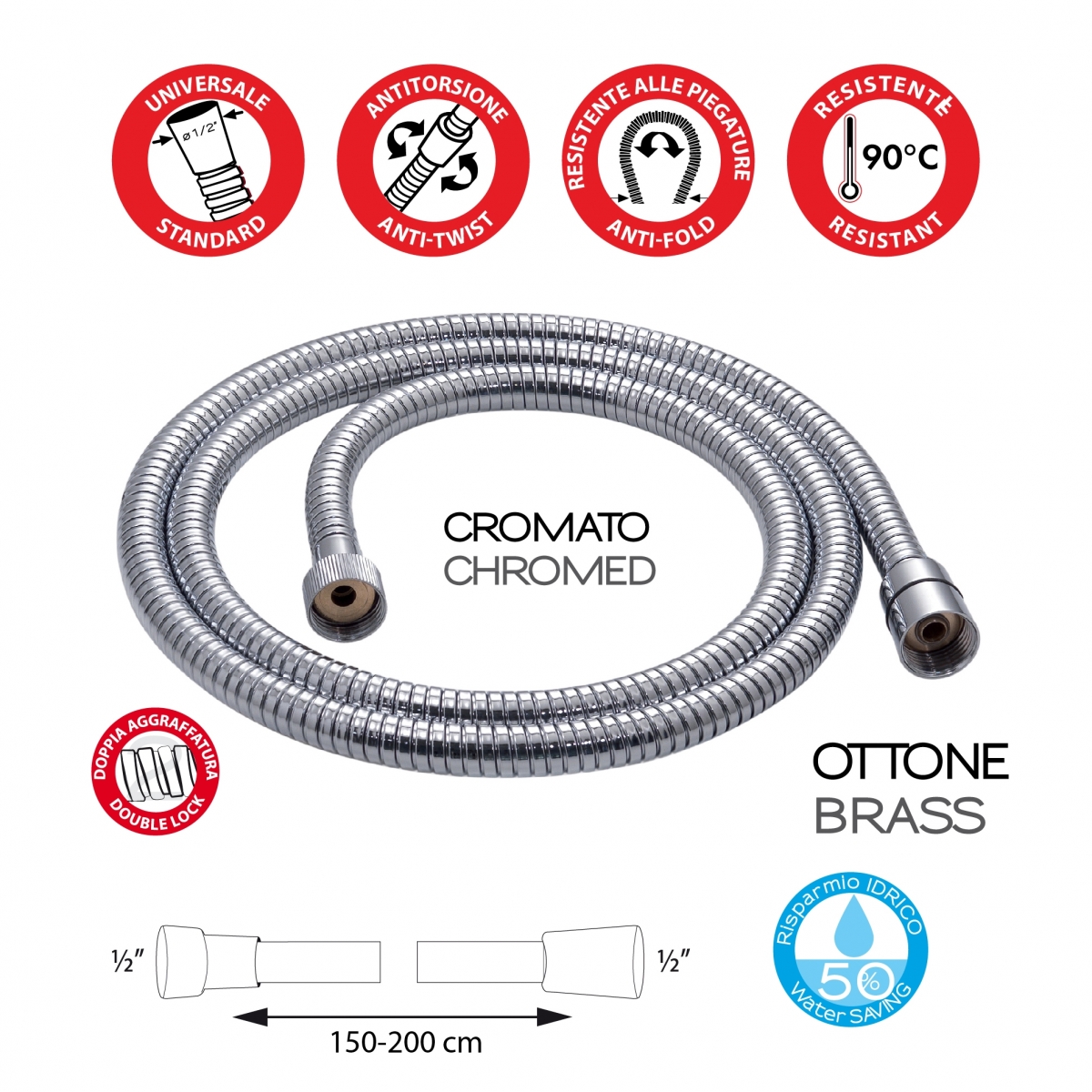 Flexo 150-200 Cm Brass 04 Chrome