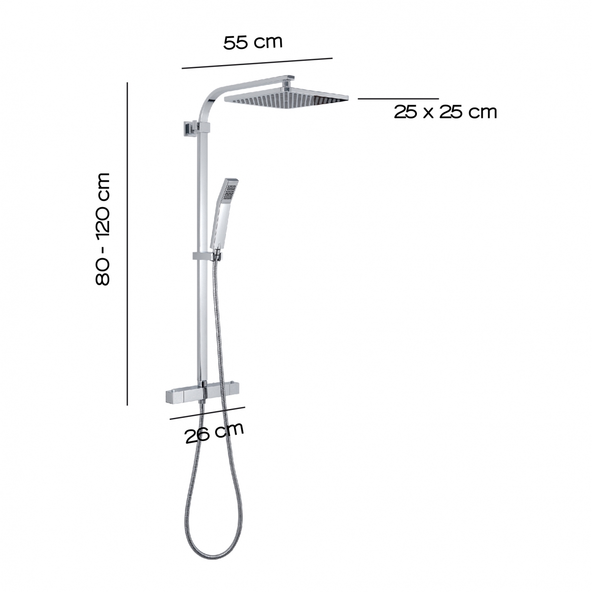 Extendable shower column Star mix 01 chrome extendable shower column