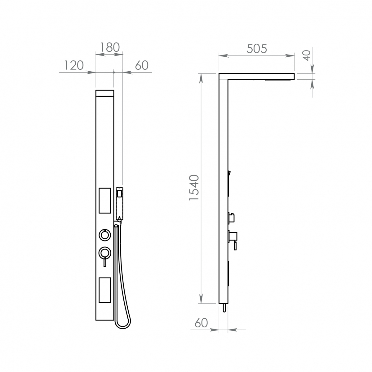 Detail of Cascade 00 Brushed Multifunction Shower Panel