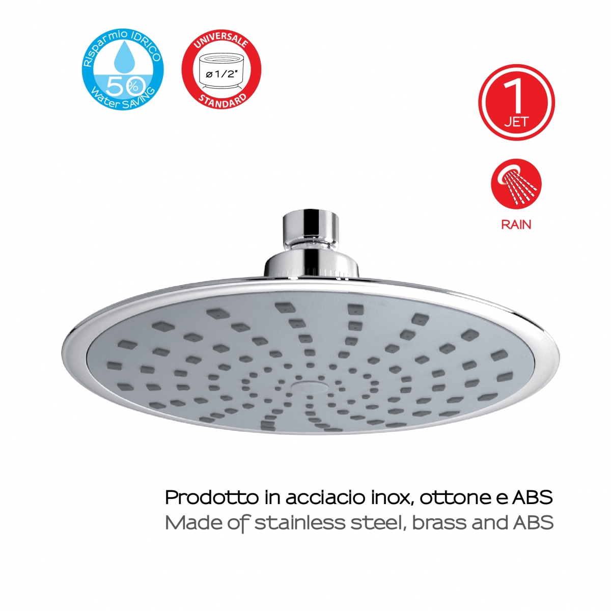 Détail du pulvérisateur de douche 1 Jet Plus 02 Chrome