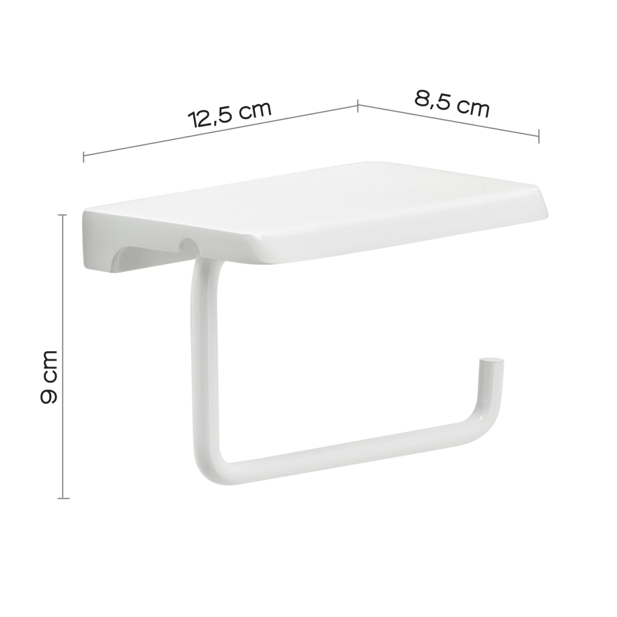 Photos ambiantes du porte-rouleau avec plateau de support blanc