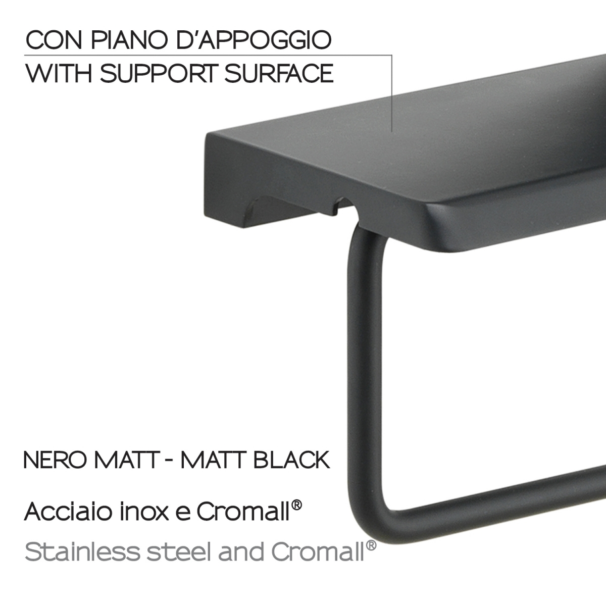 Photo du porte-rouleau avec plateau de support noir mat