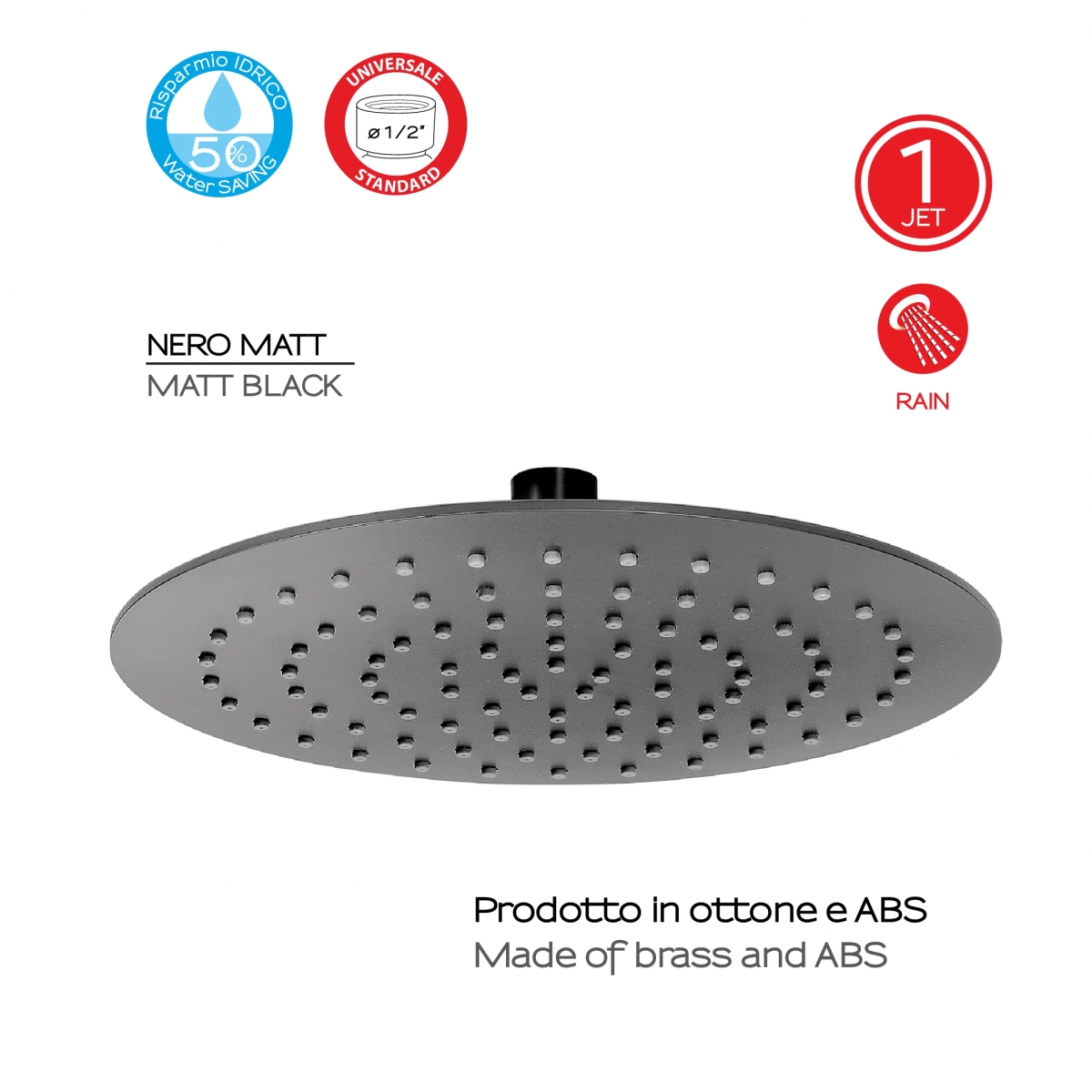 Détail du pulvérisateur de douche 1 Jet Plus 07 noir mat