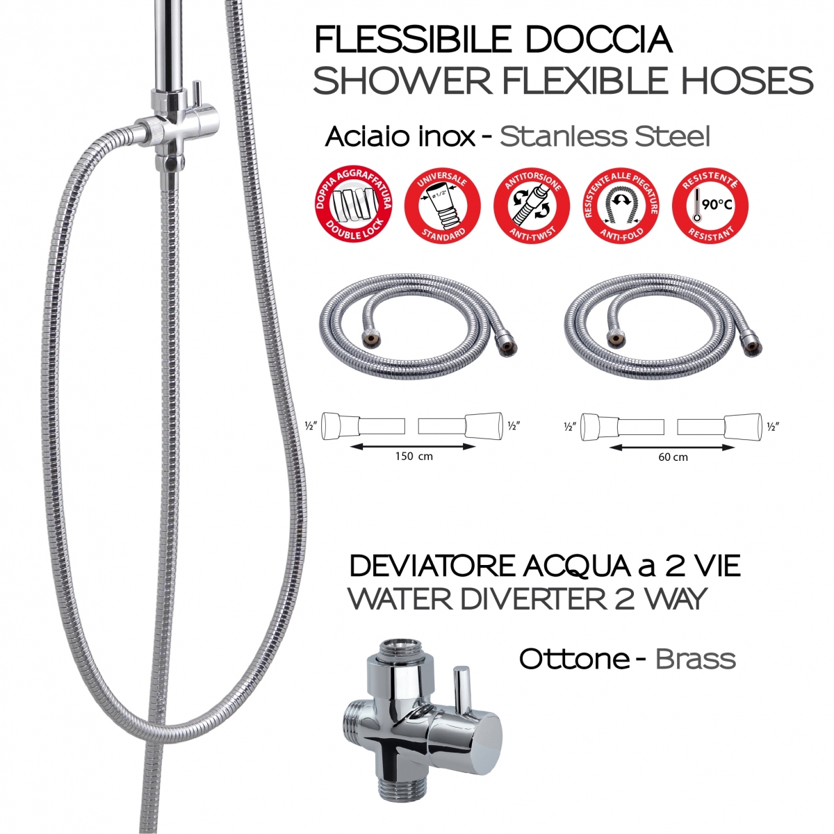 Detail of Adjustable Shower Column Adjustable Shower Column Easy 05 Chrome