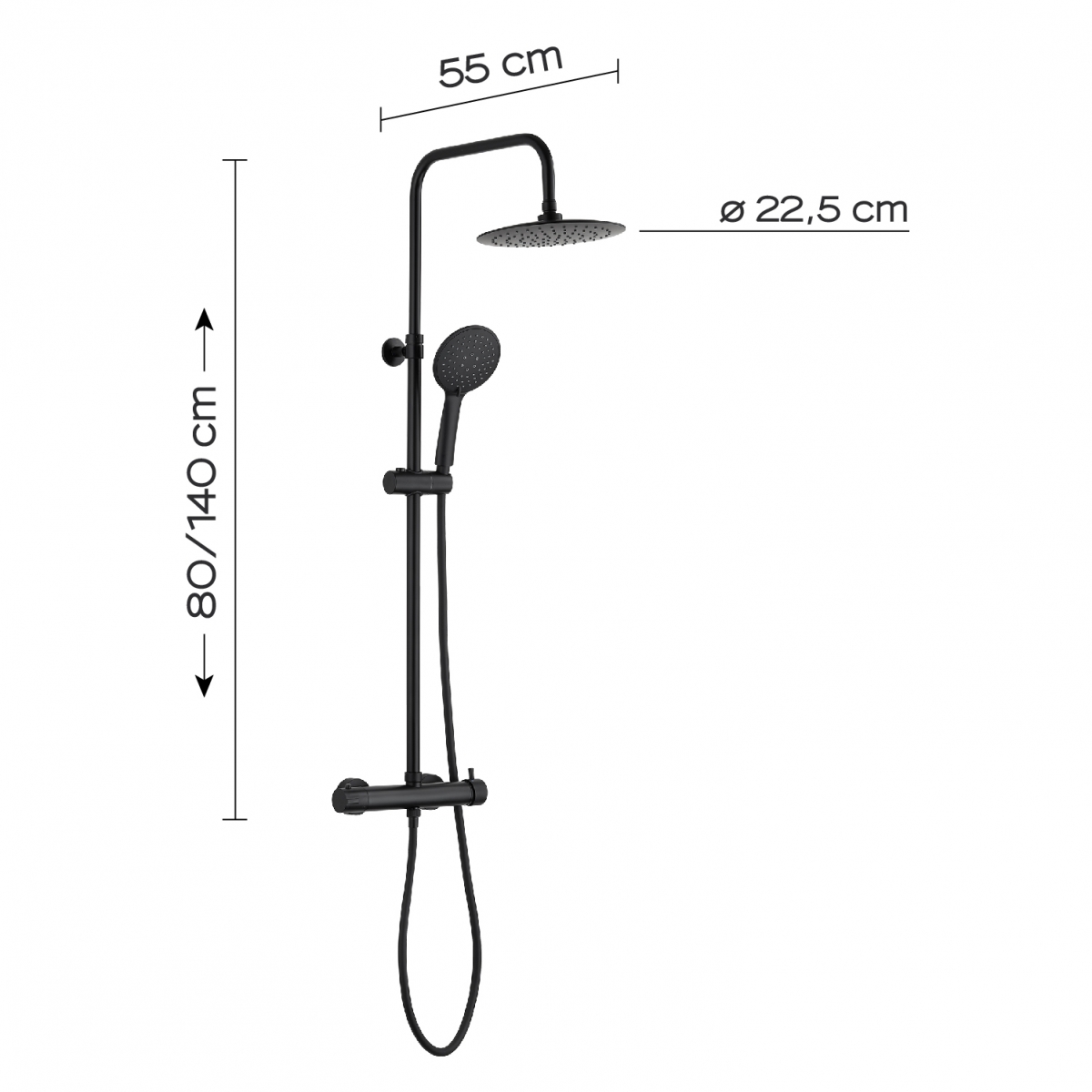 Image de la colonne de douche extensible Star Plus 01 Colonne de douche extensible noir mat