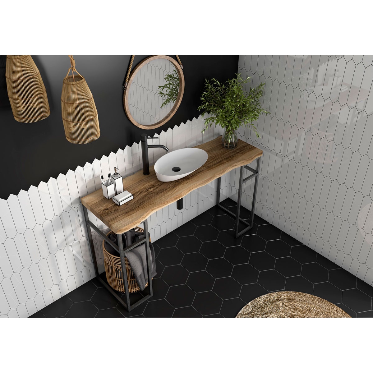 Ambiente Crackle/Losanga White Gloss 6,5x33 (Caja 1,2 m2)