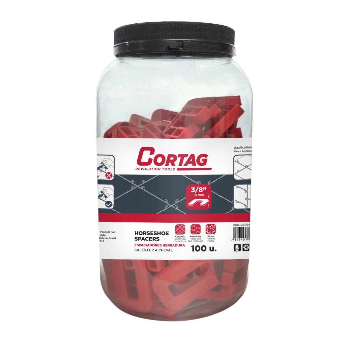 Foto de Espaciador Herradura 10 Mm Pote 100 Un