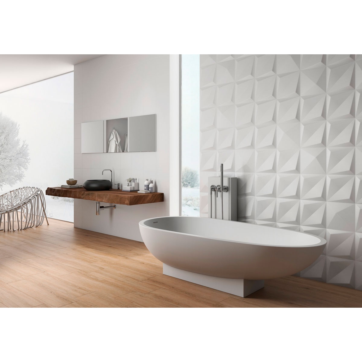 Photos d’ambiance par Shapes Origami White 25x25 (boîte 0.5 m2) [53653]