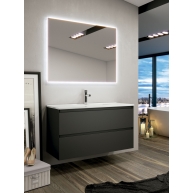 Mueble de baño suspendido Luton de 80 cm de ancho color Negro Mate con lavabo integrado