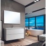 Detalle de Mueble de baño suspendido Luton de 80 cm de ancho color Blanco Mate con lavabo integrado