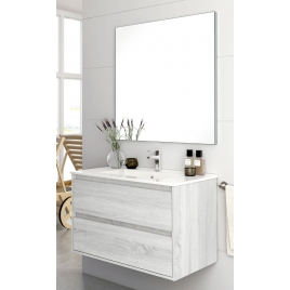 Bolton suspended bathroom furniture 60 cm wide Hiberian color with integrated sink