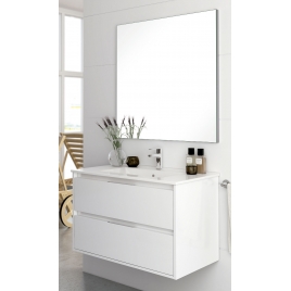 Meuble de salle de bain suspendu Bolton 60 cm de large blanc avec lavabo intégré
