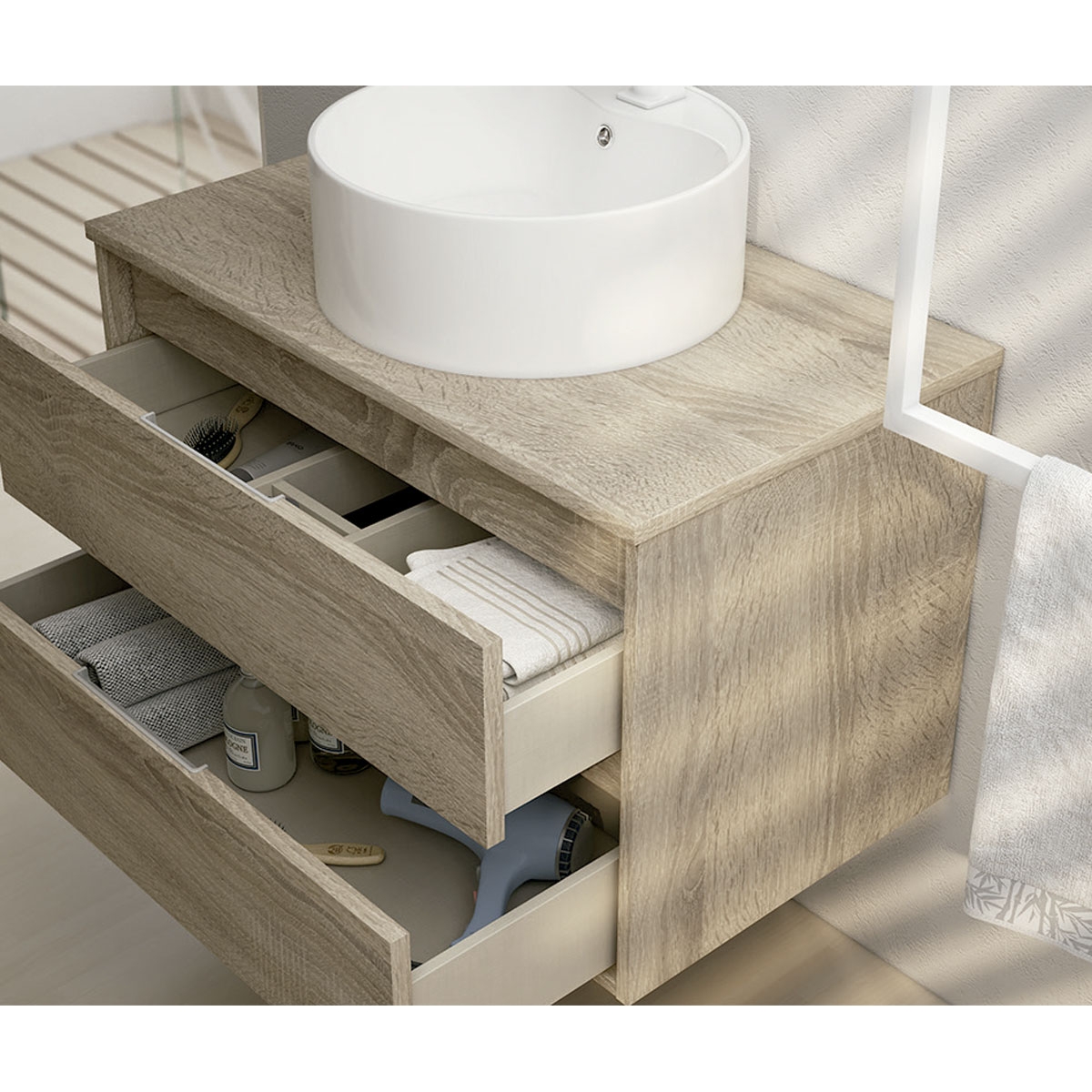 Fotos ambiente de Mueble de baño suspendido Bolton de 80 cm de ancho color Cambrian con lavabo integrado [53770]