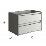 Detail of Bolton suspended bathroom furniture 80 cm wide Hiberian color with integrated sink