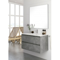 Fotografias de ambiente do móvel de casa de banho suspenso Bolton 80 cm de largura Cor de cimento com lavatório integrado [53778