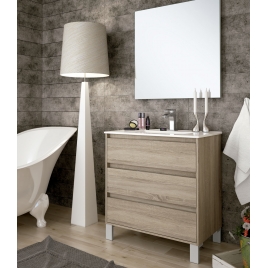 ▷ Mueble de Baño Iris 60 cm. 1 cajón y faldón con lavabo sobreencimera, Mudeba