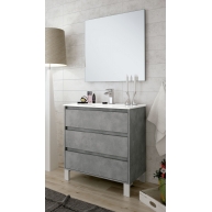 Mueble de baño Bolton de 80 cm de ancho color Cemento con lavabo integrado