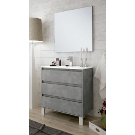 Mueble de baño de suelo Bolton de 80 cm de ancho color Cemento con lavabo integrado