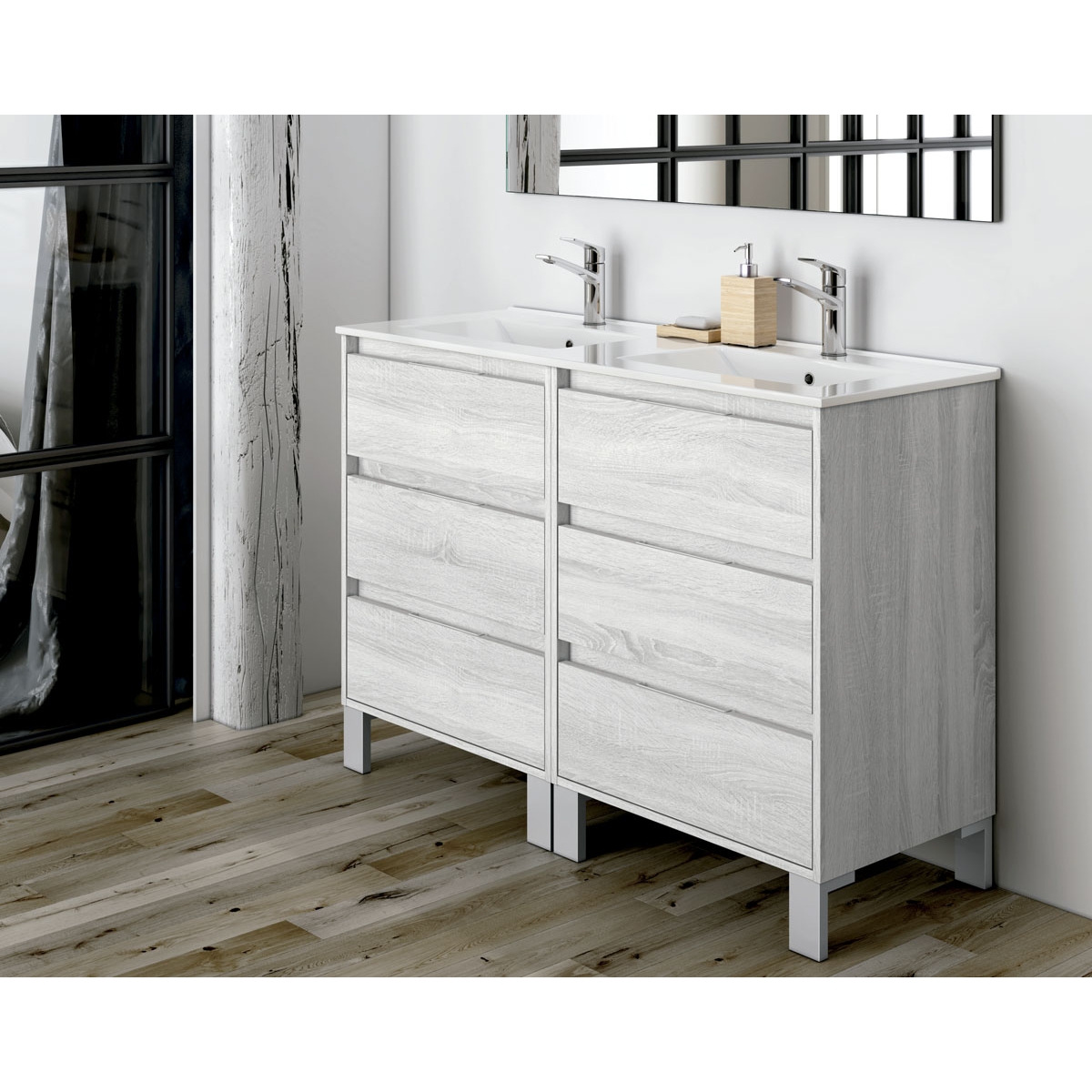 Fotos ambiente de Mueble de baño de suelo Bolton de 100 cm de ancho color Hiberian con lavabo integrado [53843]