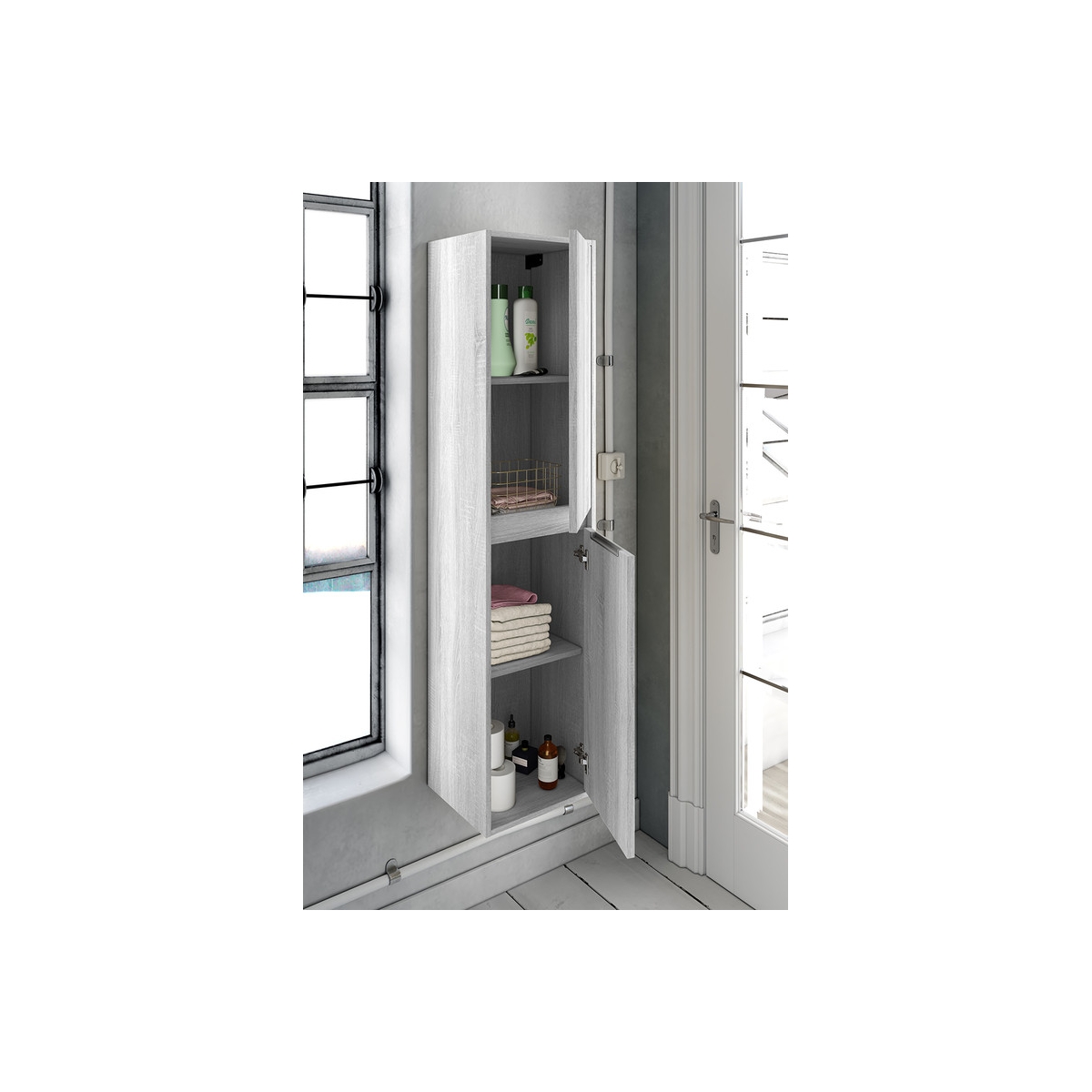 Bolton salle de bain meuble colonne suspendue 35 cm de large couleur Hibernian