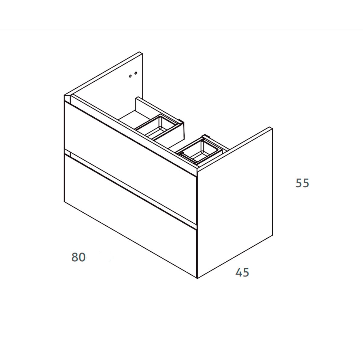 Photo of Luton suspended bathroom furniture 80 cm wide Matte White color with integrated sink