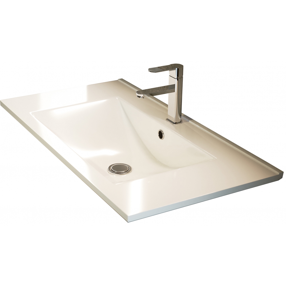 Fotografias de ambiente do móvel de casa de banho suspenso Bolton de 100 cm de largura, branco, com lavatório integrado [54044] 