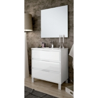 Foto de Mueble de baño de suelo Bolton de 80 cm de ancho color blanco con lavabo integrado
