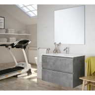7Fotografias de ambiente do móvel de casa de banho suspenso Dundee de 60 cm de largura na cor Cimento com lavatório integrado [5