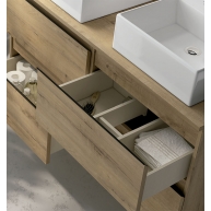 Imagem do móvel de casa de banho suspenso Dundee de 60 cm de largura na cor Carvalho Otippo com lavatório integrado