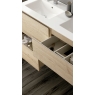 Ambient photos of Dundee 70 cm wide suspended bathroom furniture in Bamboo color with integrated sink [54380]