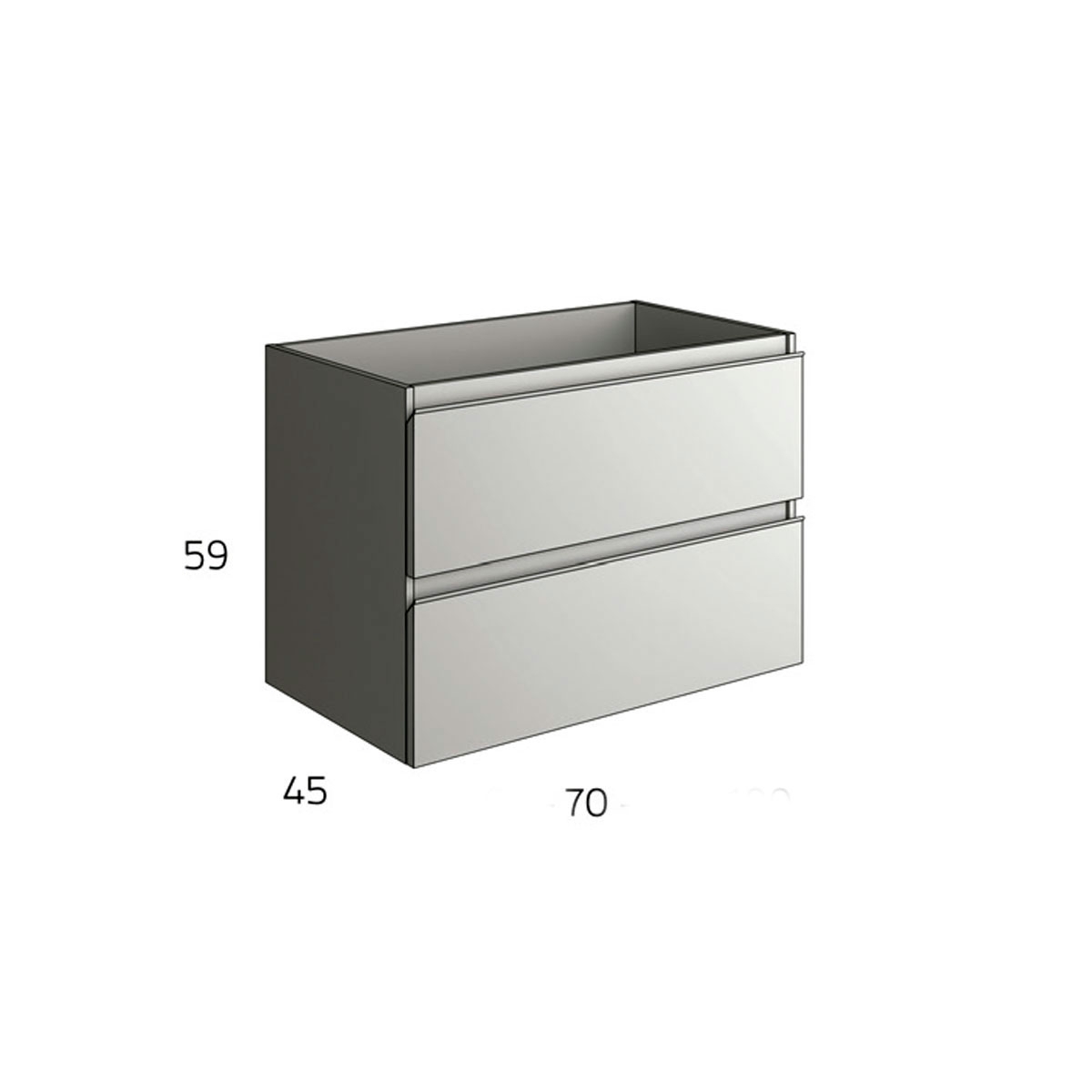 Photo de Dundee Meuble de salle de bain suspendu de 70 cm de large en couleur ciment avec lavabo intégré